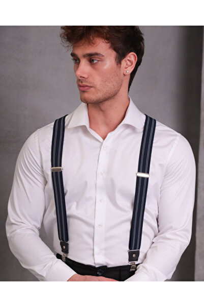 COTTONLAB Мъжки панталони с тюркоазени ивици