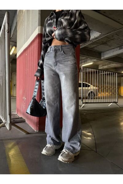 DENOKMODA Y2K Vintage Washed Detail Retro Baggy Jean Pants