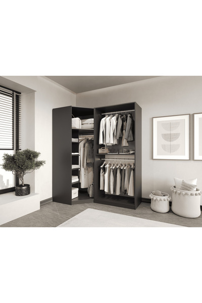 CANBAZ FURNİTURE Esla modüllü 3 cam kapaklı köşe %100 MDF (KURULUM DAHİL)