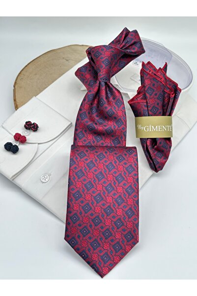 Gutiero ربطة عنق كلاسيكية منقوشة باللون العنابي