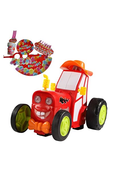 OEM Set tractor muzical, kidsNplay, lumini, USB, 21x13x15 cm cu set petrecere copii, 36 piese, 03 ani+