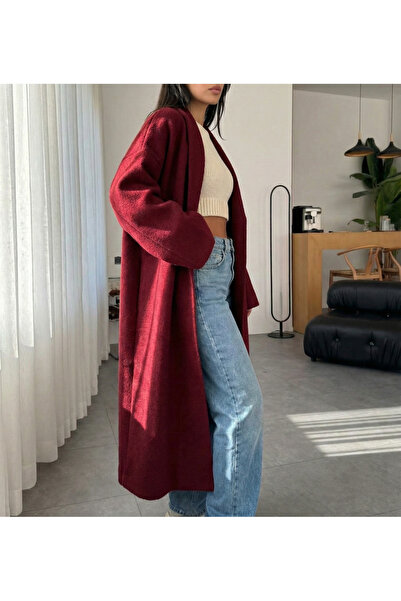 Lasirius Cardigan tricotat cu căptușeală din fleece lung supradimensionat pentru femei, guler șal, confortabil 120 cm, lână de iarnă mărime standard