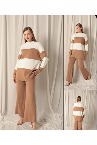 Abalı Yeni sezon kışlık triko 2li takım Durk park Nalan model