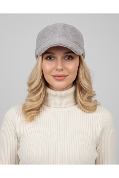 Şirin Giyim Aksesuar Șapcă de pluș pentru femei - Șapcă de baseball gri, moal...