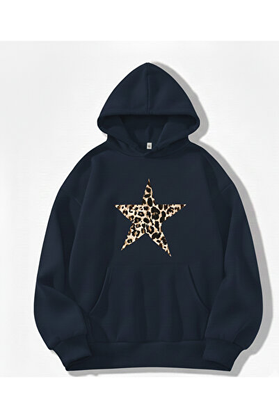 Mayer Butik سترة بنمط نجمة الفهد مطبوع بغطاء رأس قصة فضفاضة