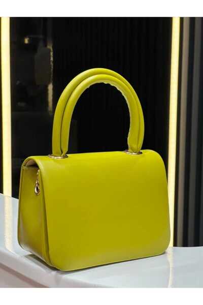 ÖZÜM TAKI Women's Metal Gold Strap Hand and Shoulder Bag Pistachio Green