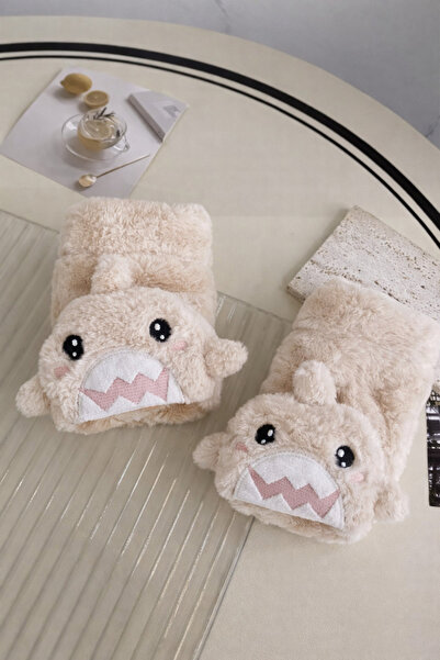 MD Moda Accessories Peluş Köpekbalığı Tasarımlı Parmaksız Eldiven – Yumuşak P...