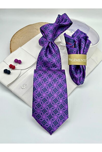 Gutiero ربطة عنق كلاسيكية معادم منقوشة باللون الأرجواني