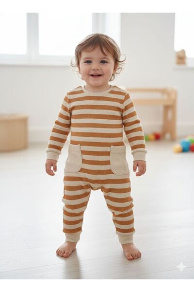 Csp Cassiope Striped Baby Boy Jumpsuit with or Without Booties