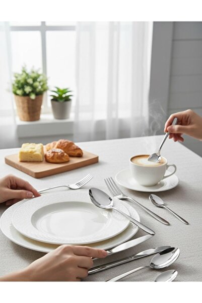 ÖZLİFE Defne 30 Piece Cutlery Set for 6 Persons Stainless Steel