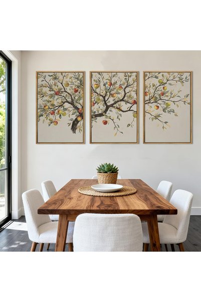 ALAYRA International Neutral Abstract Wall Painting Set of 3 Large Framed Wall Art with Outer Frame