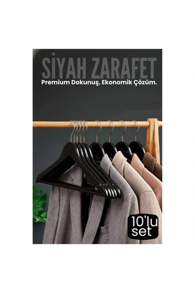 CT STONES Bfs 10-штучний набір розкішних чорних вішалок для суконь - ергономі...