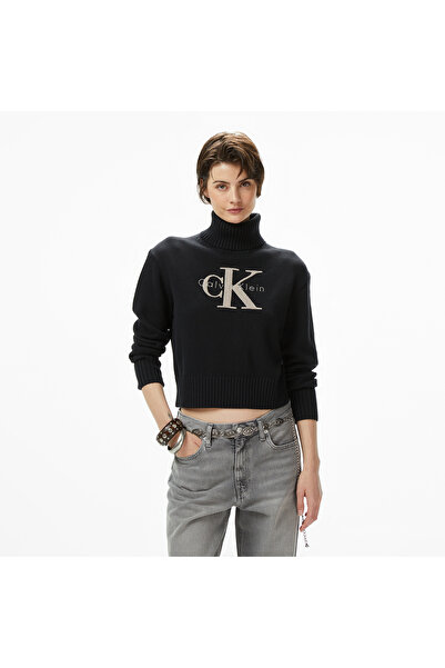 Calvin Klein Chenille Monologo Kadın Siyah Triko