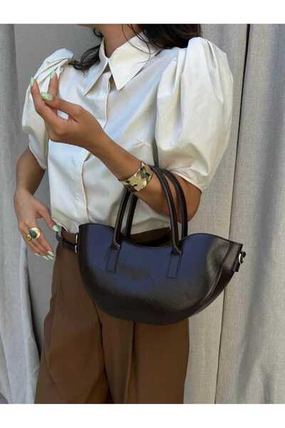 ÖZÜM TAKI Women's Leather Handbag and Shoulder Bag Brown