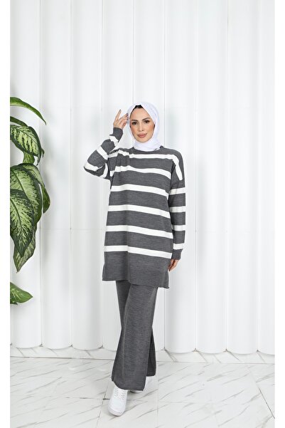 NİSUM MODA Striped Knitwear Trouser Suit