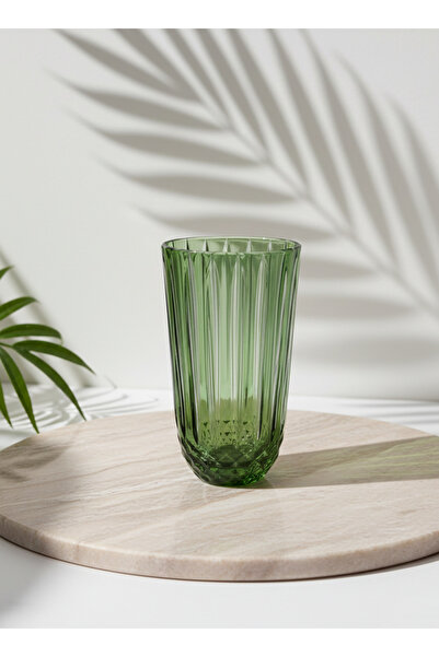 Paşabahçe Diony 6’lı Su Meşrubat 345ml – Renkli Dekorlu Uzun Çizgili Cam Bard...