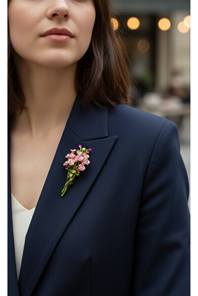 Efe Aks Renkli Gül Buketi Kadın Broş