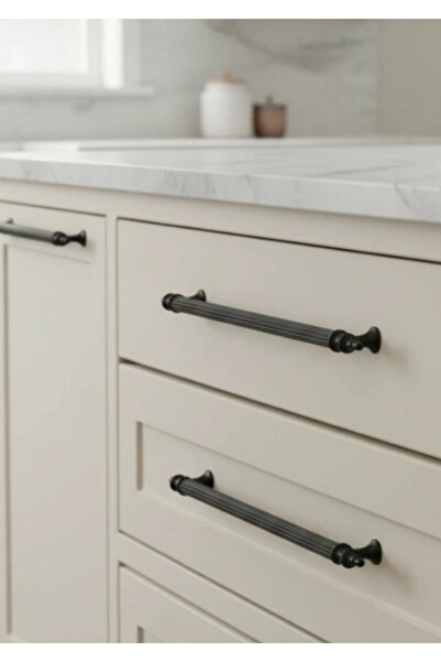 GÜMÜŞ Kumru Lüks Siyah Rustik 160mm Metal Dolap Çekmece Kulpu 10 Adet