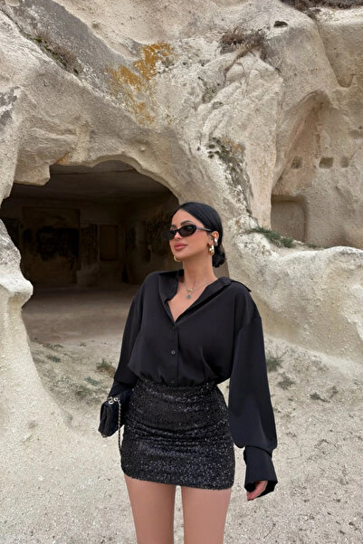 Sorridi Gömlekli Eteği Payetli Mini Elbise