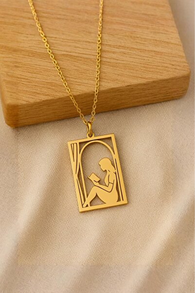 N!da Jewelry 925 Ayar Gümüş Kitap Okuyan Kadın Kolye