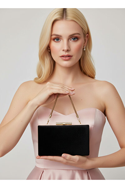 Biçanta Geantă de seară pentru femei, cu mâner cu lanț din piele de căprioară...