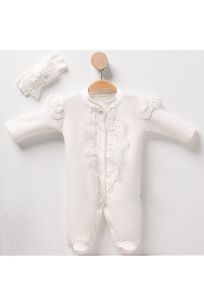 ŞEKER MAĞAZA DANTEL BASKILI BEBEK TULUM %100 PAMUK