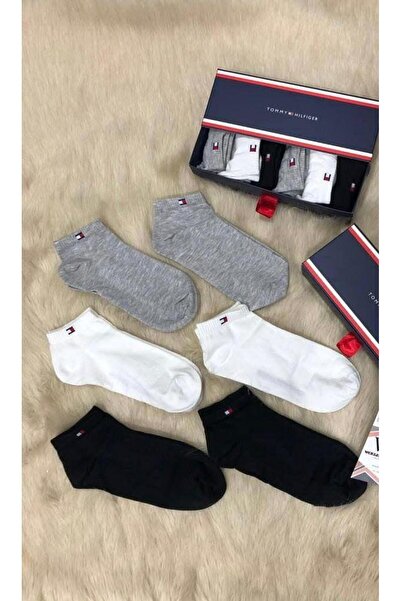 Tommy Sosete 6 perechi alb negru gri din bumbac premium