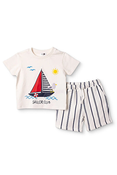 ebebek Hello Baby HelloBaby HelloBaby Erkek Bebek Tshirt-Şort Marin Baskılı L...