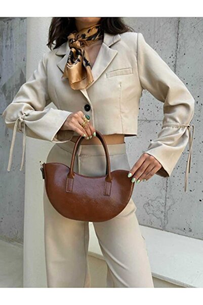 ÖZÜM TAKI Women's Leather Handbag and Shoulder Bag Brown