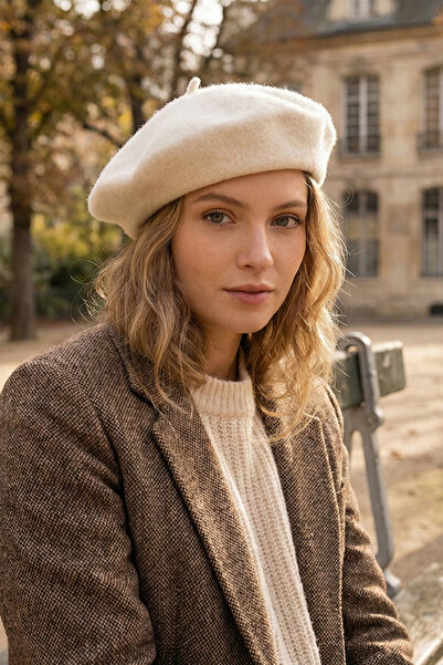 Kapin Krem Ressam Şapkası - Fransız Bere