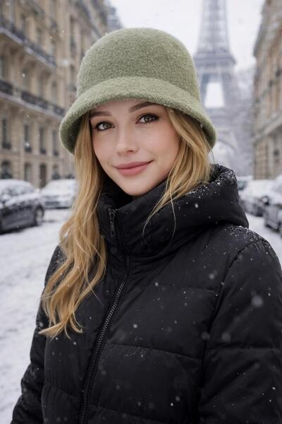 MARBERRY Γυναικείο καπέλο από βελούδινο καπέλο με κλειδί από τσόχα μέντας