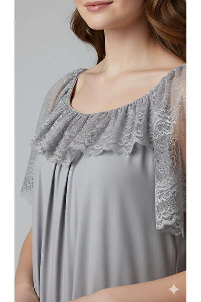Maison Emarat Premium Satin Night Gown with Lace Detailing