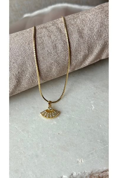 sahidesignatelier Altın Kaplama Xuping Zincirli YELPAZE Kolye