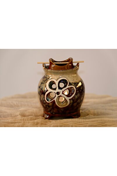 Nuvérness Seramik Lotus Çiçek Tasarımlı Dekoratif Buhurdanlık