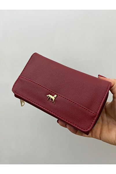 shiny ever حقيبة يد نسائية من الجلد الناعم باللون الأحمر الداكن متوسطة الحجم تفاصيل مخططة