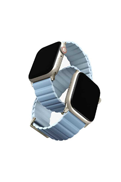 uniq يونيك - سوار ساعة ابل جلد وسيلكون ريفكس بريميوم 41/40/38 ليموني