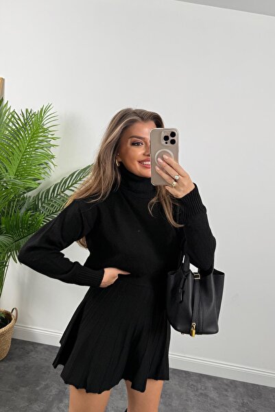 POİNE Women's Knitwear Soft Skirt Sweater Set