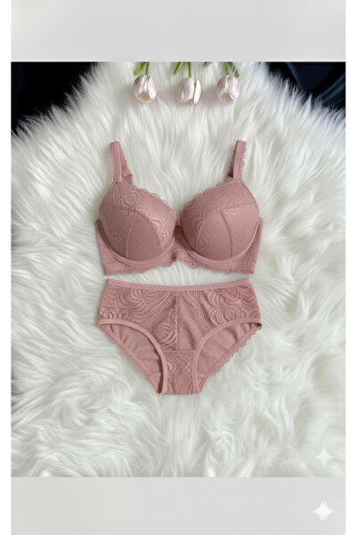 Kerem Giyim Women's Supportless Gathering Underwire Bra Set