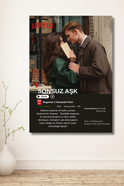 ERUMAR HOME LOVEFLIX Kişiye Özel Fotoğraf, Tarihli İstediğiniz Metin Yazılı Sevgili Hediye Çerçeve Görünüm Tablo