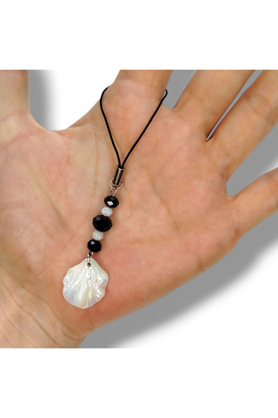 STE İstiridye Kabuğu Telefon Charmı - El yapımı Çanta Süsü - Boncuklu Telefon...