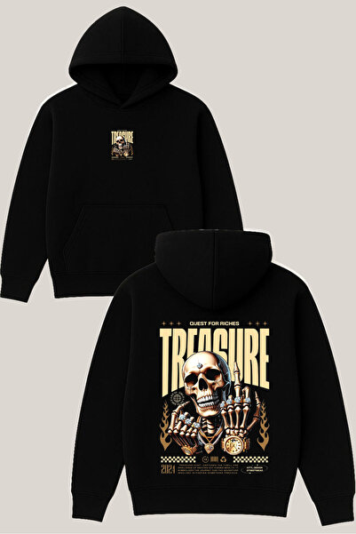 RawNox سويت شيرت تريجر ديزاين أسود للجنسين قصة فضفاضة 3 Thread Ş مبطن بالصوف ...