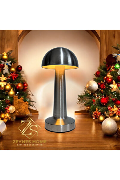 Zeynes Home Şarjlı Kablosuz Dokunmatik Mantar LED Masa Lambası & Gece Lambası...