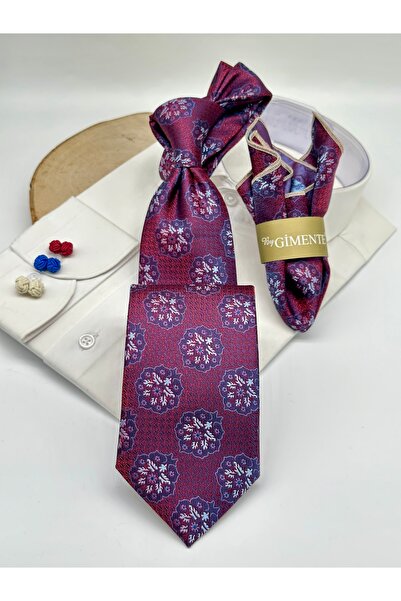 Gutiero Classic Tie with Red Patterned Handkerchief