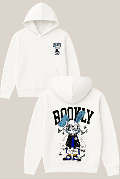 RawNox سويت شيرت بروكلاي ديزاين أبيض للجنسين قصة فضفاضة 3 Thread Ş مبطن بالصو...