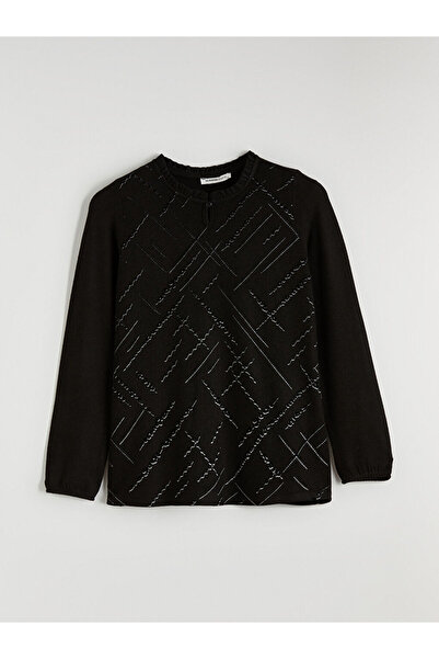 LC Waikiki Μπλούζα με μοτίβο με λαιμόκοψη σε μαύρο χρώμα