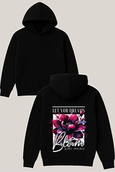 RawNox بلوم ديزاين سويت شيرت أسود للجنسين قصة فضفاضة 3 Thread Ş مبطن بالصوف K...