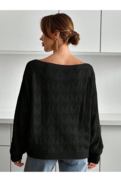 TOFAN TRİKO Boat Neck Openwork Knitwear Sweater