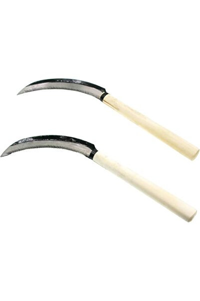 Royal Apex 2 Pcs Lightweight Gardening Grass Sickle Steel Sharp Wooden Handle Weeding Garden Tool