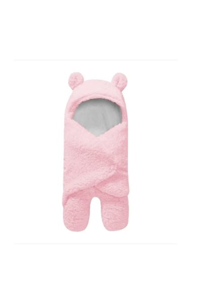 OEM Pătură pufoasă pentru bebeluși 0-6 luni, călduroasă, în formă de ursuleț, pentru înfășat, roz