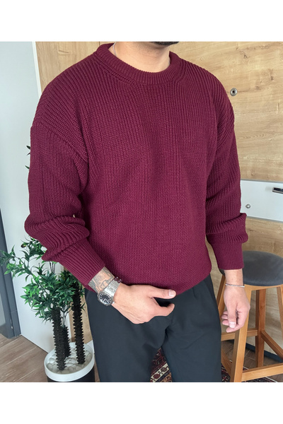 blucombin Crew Neck Knitted Sweater Oversized